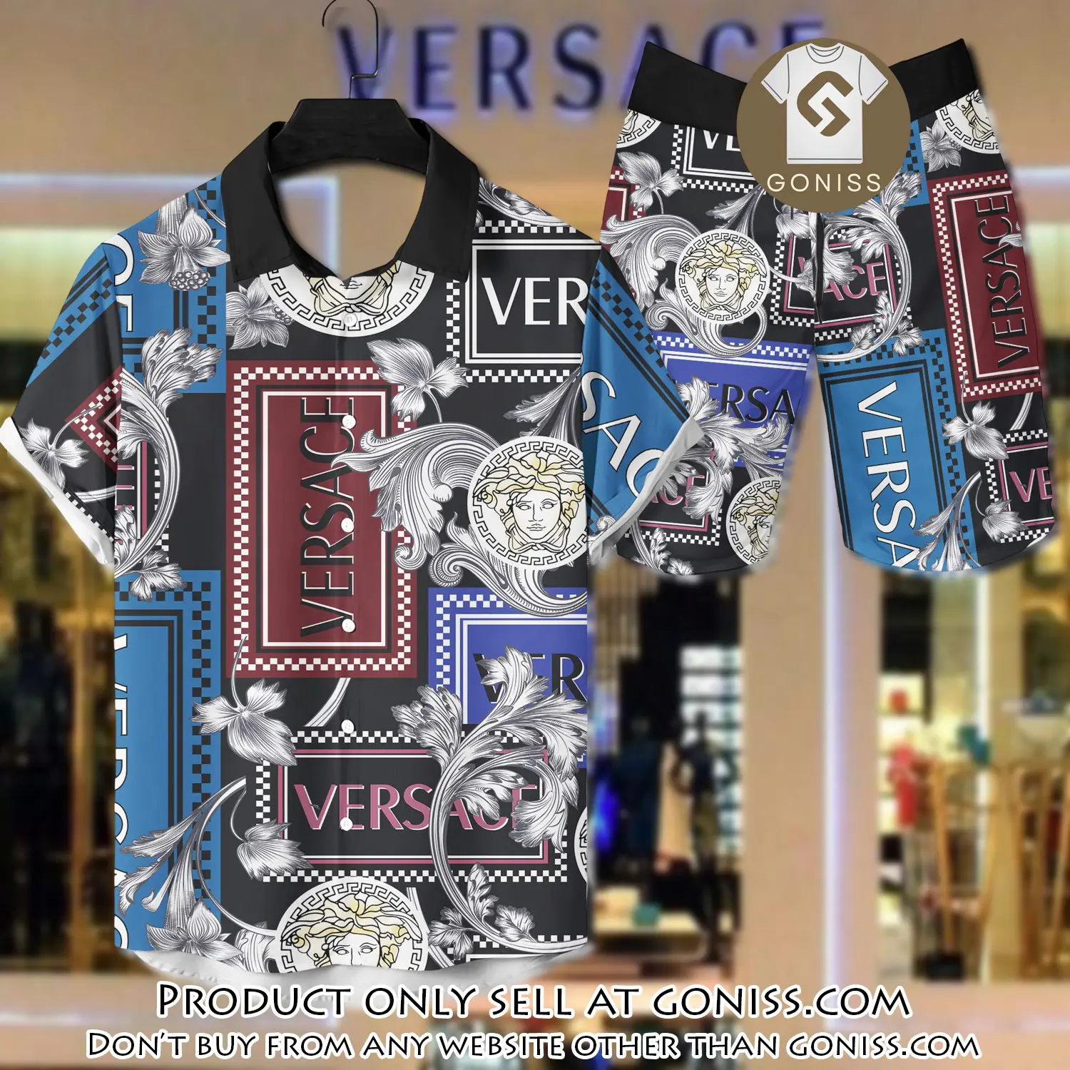 Versace luxury hawaiian shirt & short set lhs1215 gn5654774